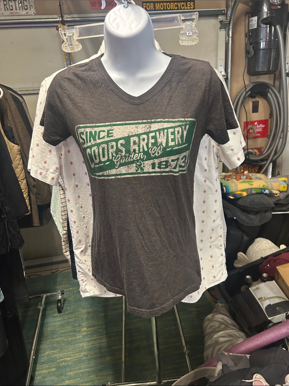 Coors Brewery V-Neck Graphic Tee - Black & Green